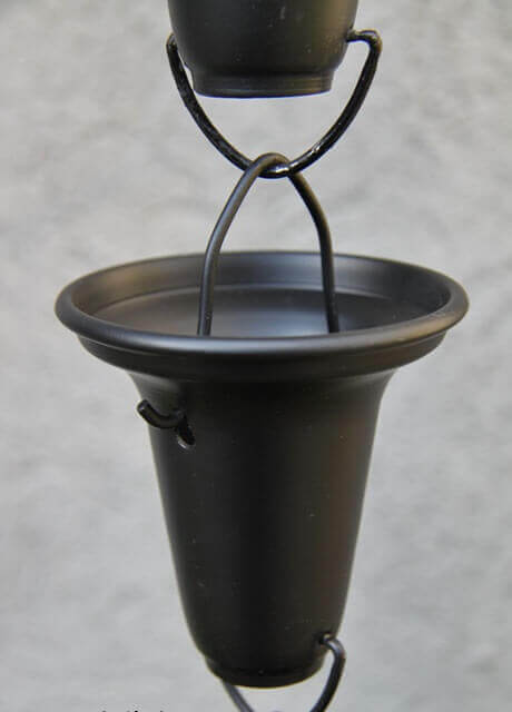 Black Flared Cups aluminum rain chain
