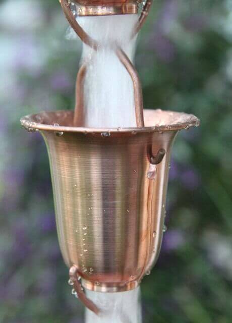 Flared Cups copper rain chain