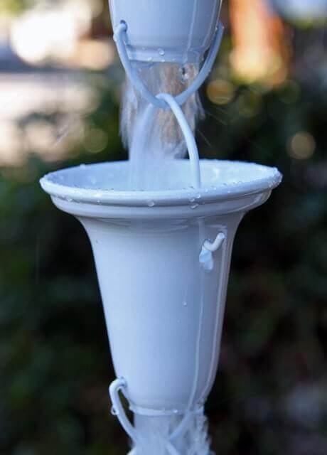 White Flared Cups aluminum rain chain