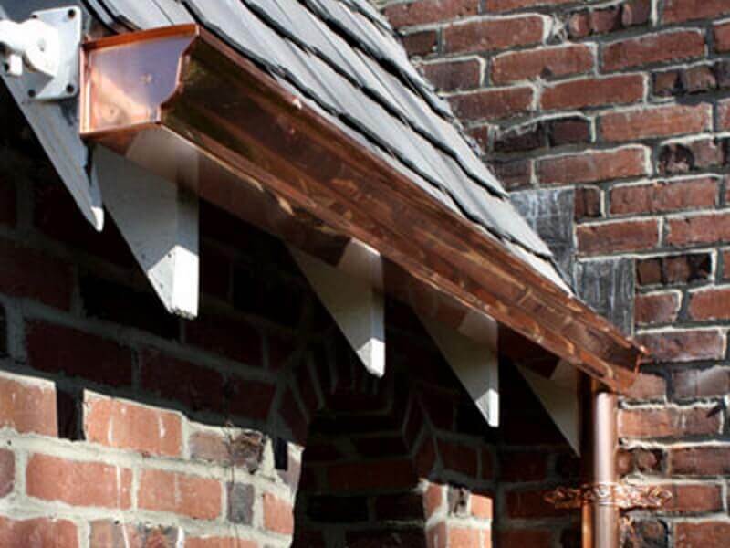 Copper rain gutters in Shermn Oaks 14a