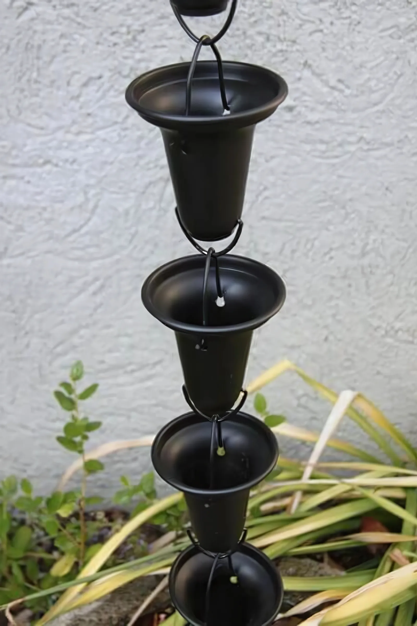 Black Flared Cups aluminum rain chain thumbnail 2