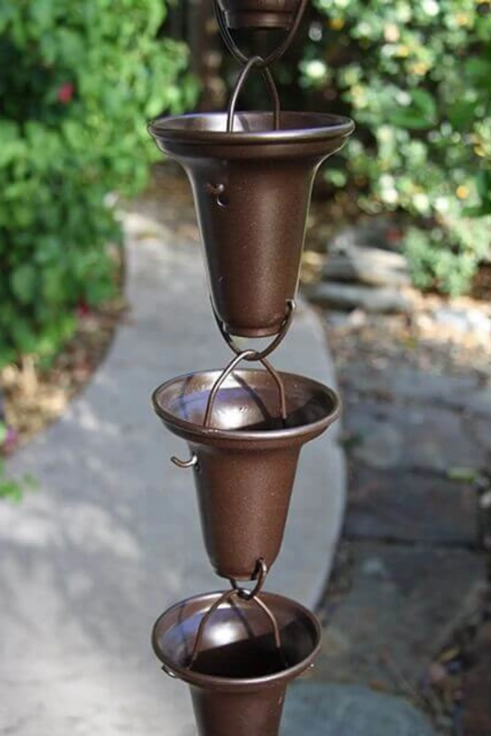 Bronze Flared Cups aluminum rain chain thumbnail 2