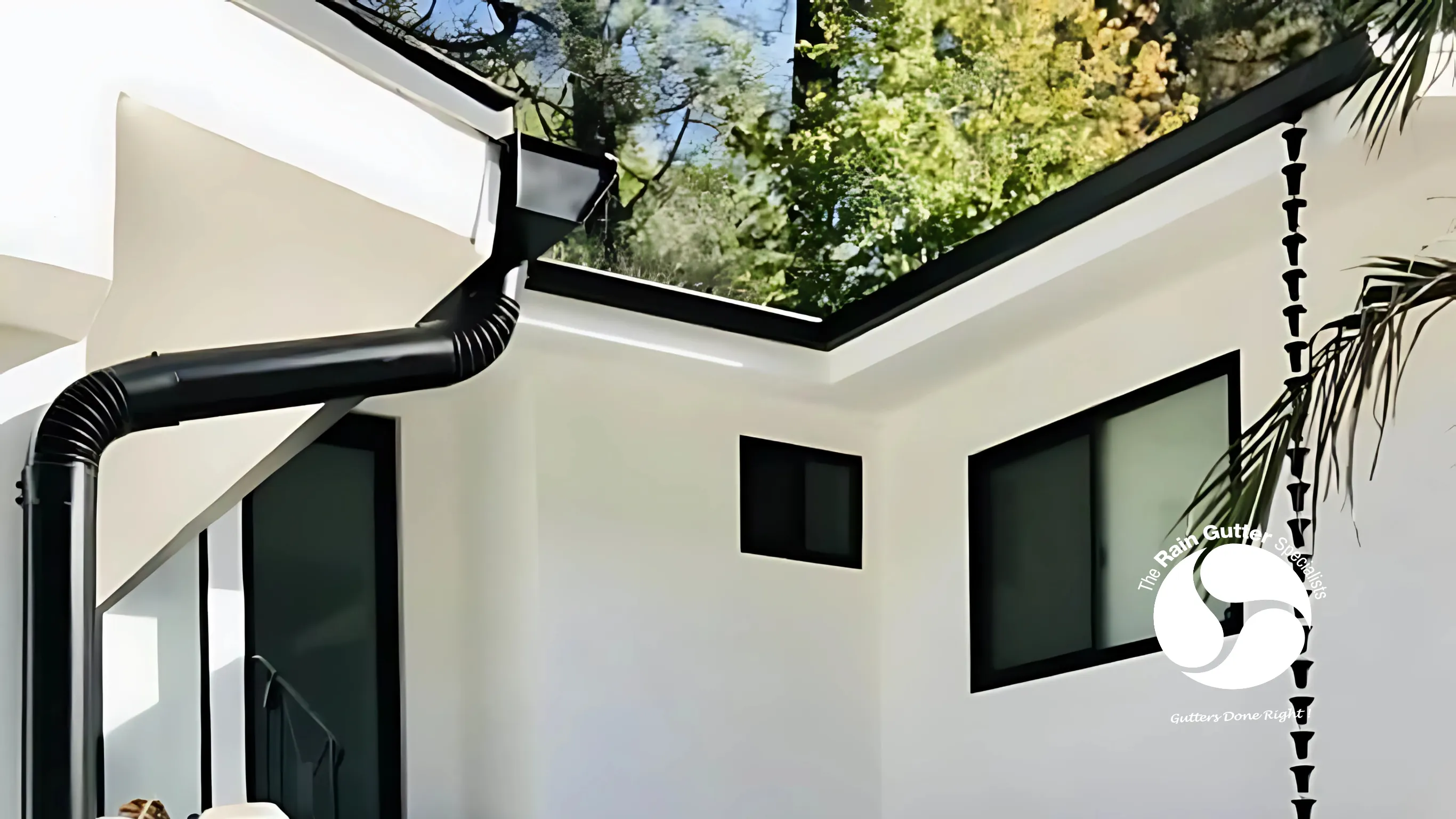Well-maintained rain gutters in a clean residential area.