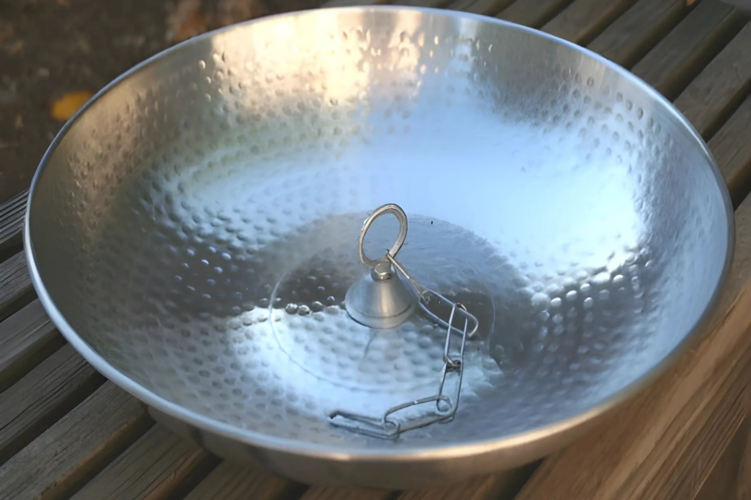 Hand Hammered Aluminum Dish with Attachment Loop
