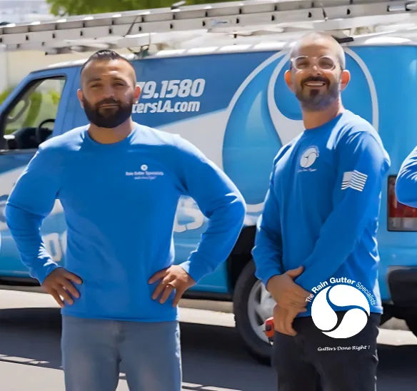 Vice Manager Johnny Toloza with the Rain Gutter Specialists installation crew in Los Angeles