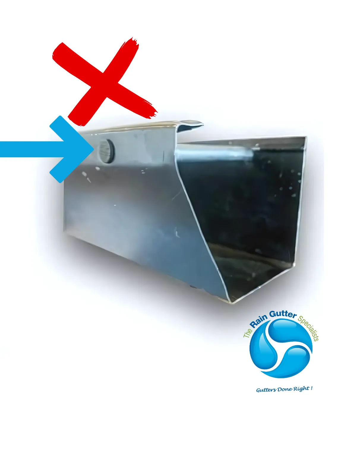 Gutter with visible nail