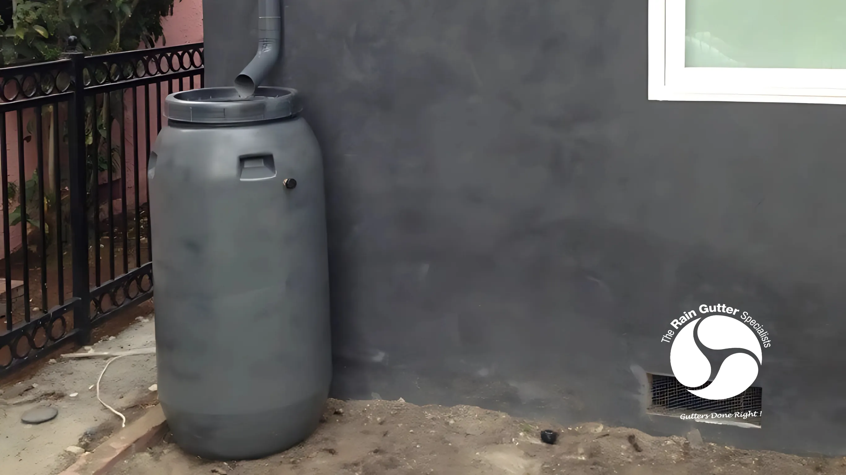 Clogged and dusty rain gutter affected by Southern California drought