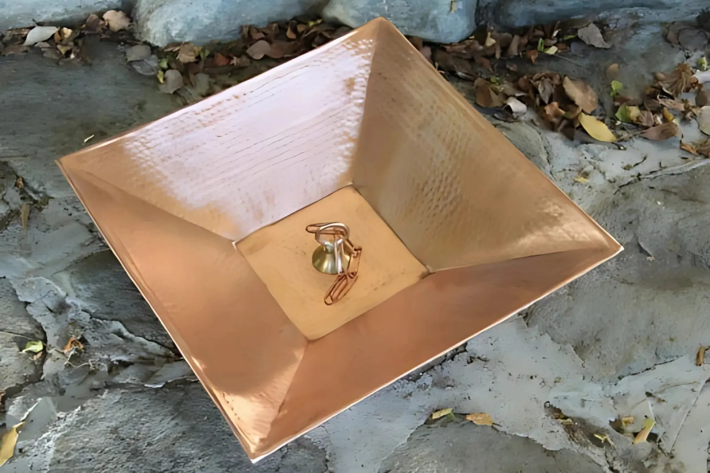 Square Hammered Copper Dish with Loop