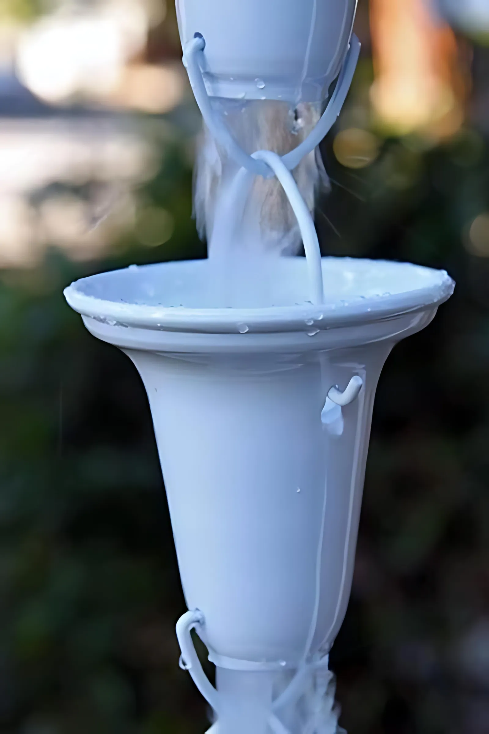 White Flared Cups aluminum rain chain