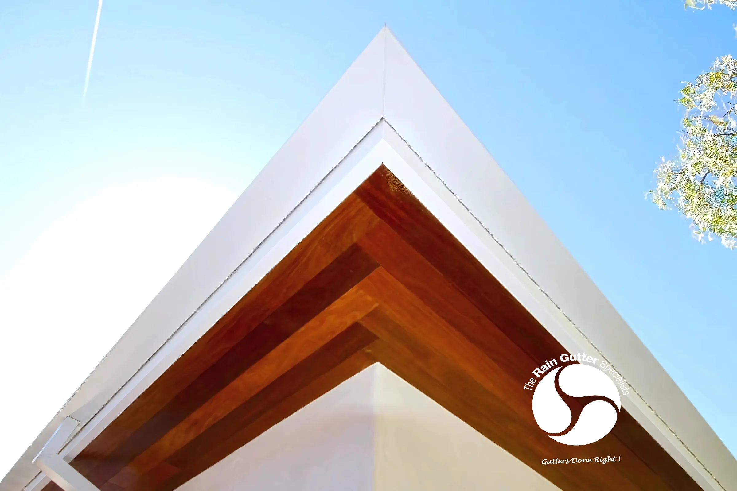 Clean roofline and gutter with wood detail